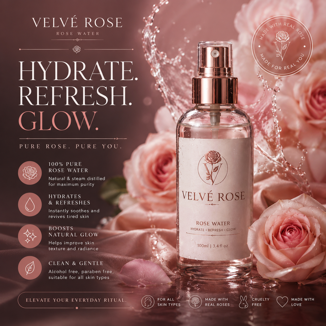 VELVÉ ROSE Hydrating Facial Mist🌹